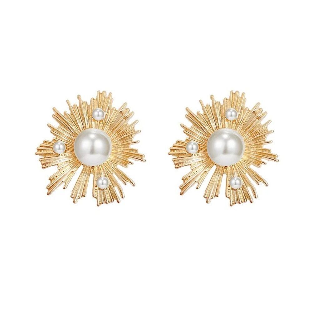 Pearl flower earrings #1444